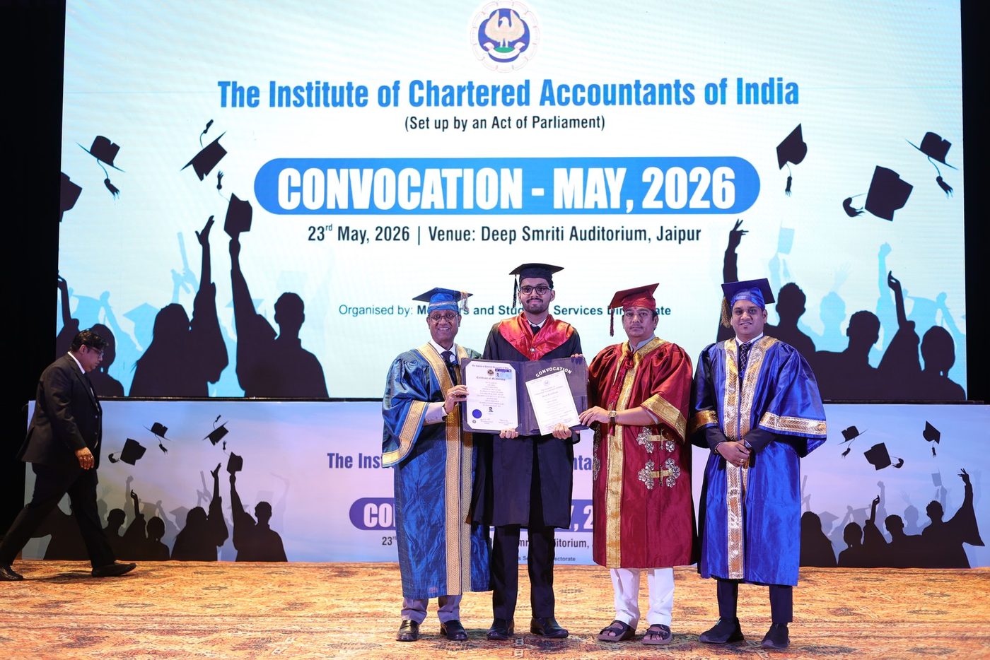 Receiving the CA certificate at the ICAI convocation, Jaipur, May 2026